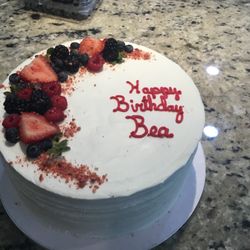 Simply Southern Bakery - Single Lemon cake with fresh Strawberry compote filling, fresh fruit garnish!