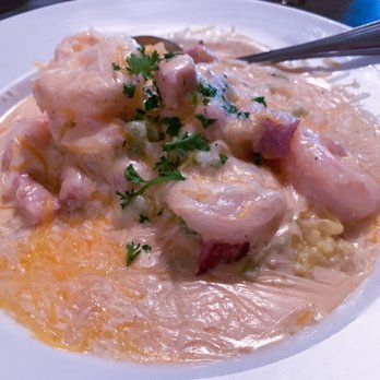 The 5 Spot - Shrimp and grits. Sauce made with velvetta or something similar. Not right. - American Near Me - Savannah, Georgia