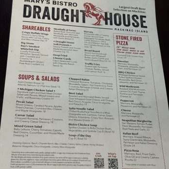 Mary's Bistro Draught House - Menu - New American Near Me - Mackinac Island, Michigan Mary's Bistro Draught House - Menu - New American Near Me - Mackinac Island, Michigan