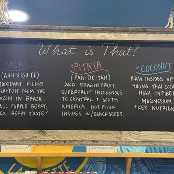 Playa Bowls - Nice explanation of the bases - Juice Bars & Smoothies Near Me - Lafayette, Louisiana