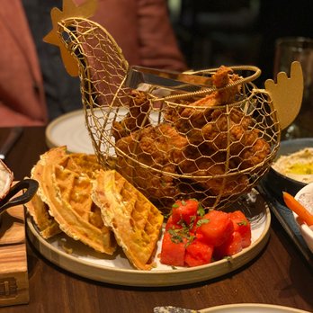 Yardbird - Yardbird's "Whole Bird". This is their signature dish, which is a double portion of "CHICKEN 'N' WATERMELON 'N' WAFFLES" - Southern Near Me - Dallas, Texas Yardbird - Yardbird's "Whole Bird". This is their signature dish, which is a double portion of "CHICKEN 'N' WATERMELON 'N' WAFFLES" - Southern Near Me - Dallas, Texas