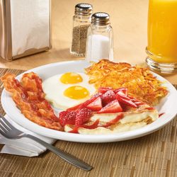 Denny's Restaurant - Strawberries Vanilla Crepe Breakfast
