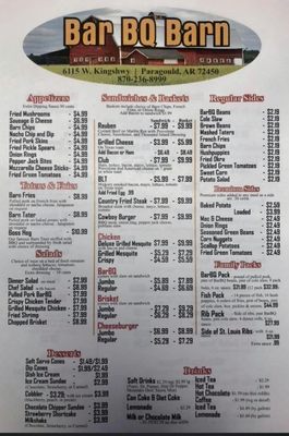 Menu photo 1 Bar-B-Q Barn Paragould, AR Menu photo 1 Bar-B-Q Barn Paragould, AR