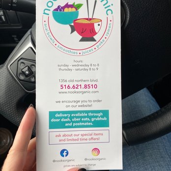 nooks Organic - Menu cover - Juice Bars & Smoothies Near Me - Roslyn, New York