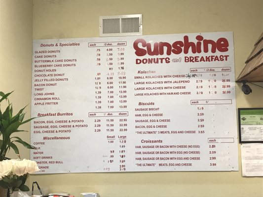Menu photo 1 Sunshine Donuts Moss Point, MS