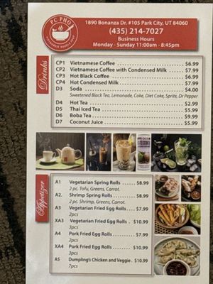 Menu photo 5 PC Pho Park City, UT