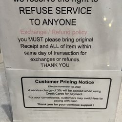 Filiberto’s Mexican Food - Sign stating their exchange/ refund policy only for the manager to deny that I gave him receipt.
