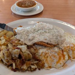 Louis No 3 - The chicken fried chicken, hash browns and eggs were perfect and a side of green chili.