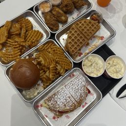Fries, Bread and Wings, MacDaddy Meal, Waffle Sandwich, Strawberry Cream Waffle, and Mac&Cheese Fries, Bread and Wings, MacDaddy Meal, Waffle Sandwich, Strawberry Cream Waffle, and Mac&Cheese