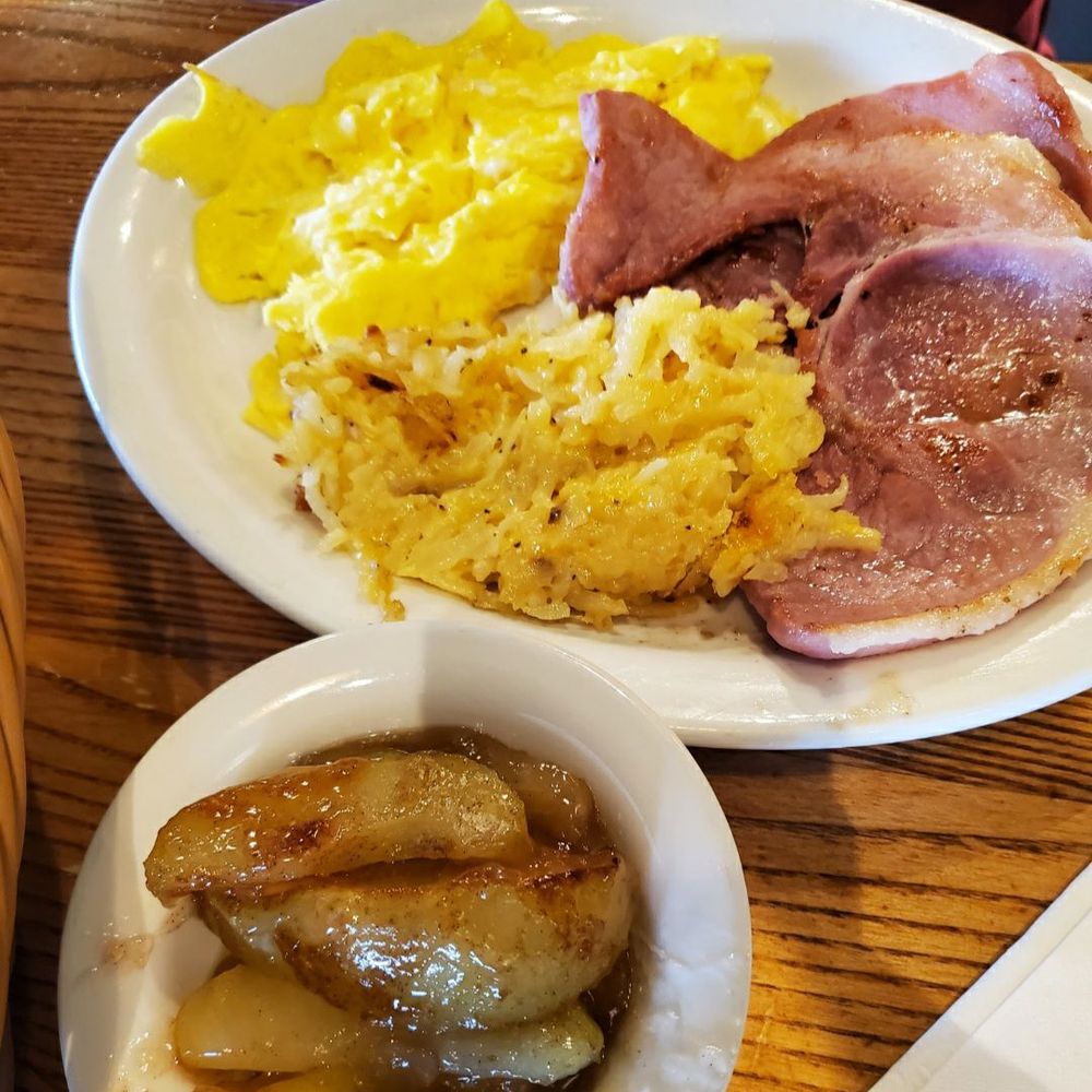 Ham, casserole, eggs and fried apples Ham, casserole, eggs and fried apples