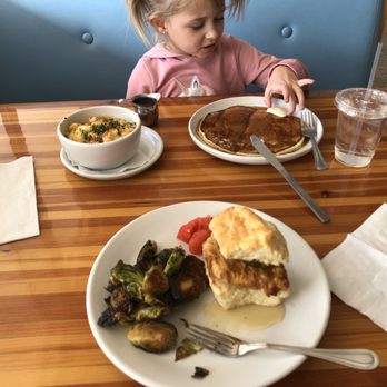Welcome Diner - Bumble bee sandwiche with Brussel sprouts. Pancake and Mac and cheese in the back - Diners Near Me - Tucson, Arizona