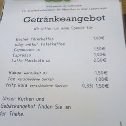 Café komm - Getränke karte