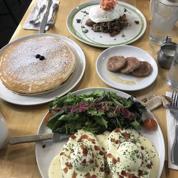 Over Easy - Potato n' eggs, "fruit & cream cheese pancake and kalua pig hash - Breakfast & Brunch Near Me - Kailua, Hawaii Over Easy - Potato n' eggs, "fruit & cream cheese pancake and kalua pig hash - Breakfast & Brunch Near Me - Kailua, Hawaii