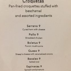 Bar Granada - Soft opening menu