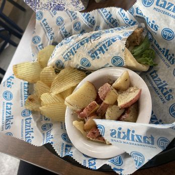 Tazikis Mediterranean Cafe - Grilled chicken gyro and red potatoes - Mediterranean Near Me - Murfreesboro, Tennessee Tazikis Mediterranean Cafe - Grilled chicken gyro and red potatoes - Mediterranean Near Me - Murfreesboro, Tennessee