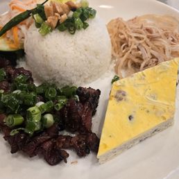 Com Tam with bbq pork, egg cake and shredded pork skin. Com Tam with bbq pork, egg cake and shredded pork skin.