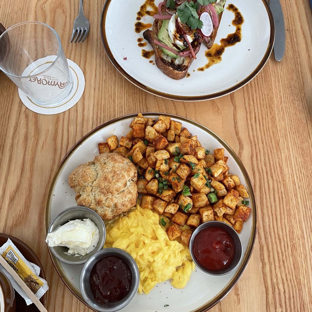 Avocado toast and breakfast plate Avocado toast and breakfast plate