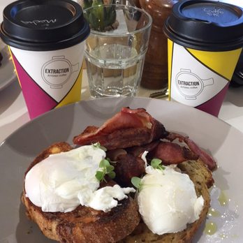 Extraction Artisan Coffee - Bacon and poached eggs on toast - my absolute favourite! - Cafes Near Me - Slacks Creek, QLD