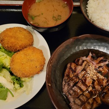 Gombei - Beef teriyaki and korokke dinner - Japanese Near Me - San Jose, California Gombei - Beef teriyaki and korokke dinner - Japanese Near Me - San Jose, California