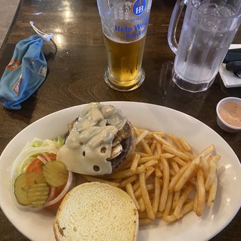 Ludwig's - I forget the name of it but it's basically a mushroom Swiss burger. - German Near Me - Leavenworth, Washington Ludwig's - I forget the name of it but it's basically a mushroom Swiss burger. - German Near Me - Leavenworth, Washington