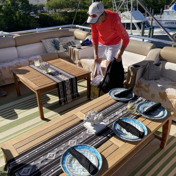 Food Yacht - Dining set up - Boat Tours Near Me - Jupiter, Florida
