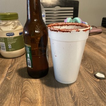 Hector's Mariscos - Tiny Michelada ( this cup is ashamed to be called a Michelada ) - Seafood Near Me - Chula Vista, California