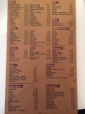 Menu photo 1 Peynir Ekmek Istanbul, 34 Menu photo 1 Peynir Ekmek Istanbul, 34