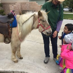 The kids admiring Bella, the beautiful unicorn. The kids admiring Bella, the beautiful unicorn.