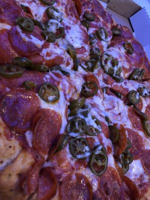Photo of Fat Slice Pizza - Berkeley, CA, US. Pepperoni with jalapeños