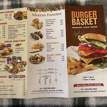 Burger Basket - Burger Basket Menu 07/30/21 - Burgers Near Me - Norwalk, California