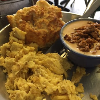 Biscuit Head - Biscuit with sausage gravy and scrambled eggs - Cafes Near Me - Asheville, North Carolina Biscuit Head - Biscuit with sausage gravy and scrambled eggs - Cafes Near Me - Asheville, North Carolina
