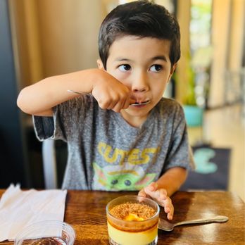 Gus & Andy’s - Trying "Creme brûlée" for the first time. It was more like regular custard - Wine Bars Near Me - Montrose, California