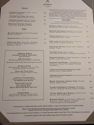 Menu photo 4 Arden Waikiki Honolulu, HI