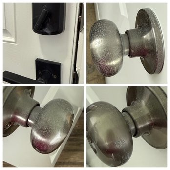 Guaranteed Painting - This is damage done to almost all of my door handles due to the previous painting company not properly protecting them. - Painters Near Me - Bryan, Texas