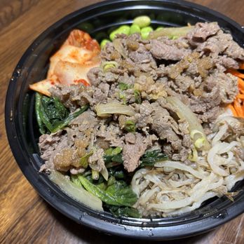 Gangnam Grill - Make your own bowl - steak, bean sprouts, edamame, carrots, spinach - Korean Near Me - Macon, Georgia Gangnam Grill - Make your own bowl - steak, bean sprouts, edamame, carrots, spinach - Korean Near Me - Macon, Georgia