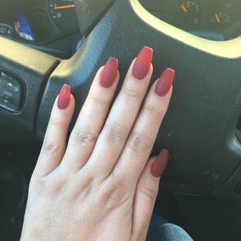 Studio Nails - Matte Red Coffin Nails by Nancy - Nail Salons Near Me - Hesperia, California