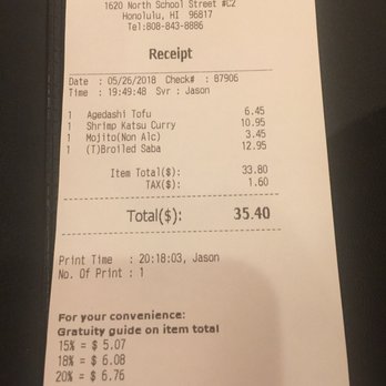 Teishoku - bill - Japanese Near Me - Honolulu, Hawaii