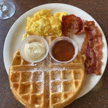 Pancake Cottage - Belgian waffle combo w/ scrambled eggs and cheese - Breakfast & Brunch Near Me - Avalon, California Pancake Cottage - Belgian waffle combo w/ scrambled eggs and cheese - Breakfast & Brunch Near Me - Avalon, California