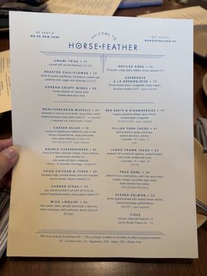 Menu photo 4 Horsefeather Palo Alto, CA