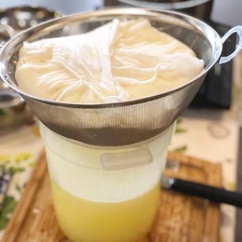 FARMcurious - straining mozzarella - Do-It-Yourself Food Near Me - Berkeley, California