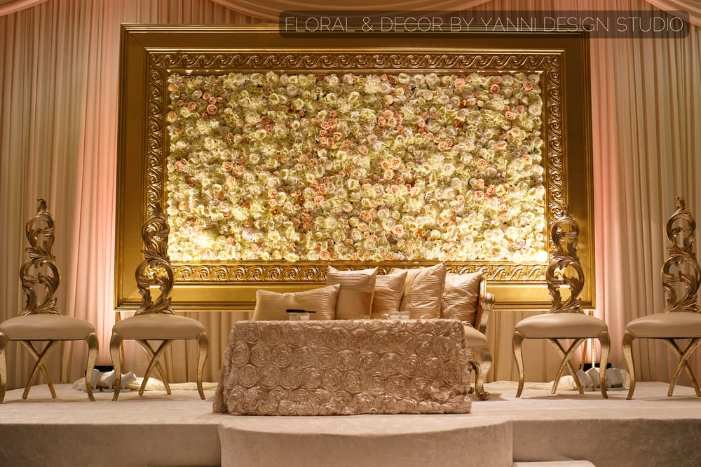 Muslim Indian Wedding Reception Decor With A Grand Floral Backdrop
