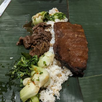 Bonifacio - Bok choy on garlic rice with bistek and adobo ribs - Filipino Near Me - Columbus, Ohio