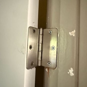 ERG Handyman Services - Rehung with the correct screws that anchor door hinge to the door frame. Door closes perfectly. - Handyman Near Me