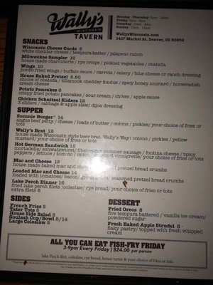 Menu photo 5 Wally's Wisconsin Tavern Denver, CO