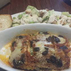 Elle's Bistro - Veggie lasagna with side Caesar & garlic bread (thick Texas toast)