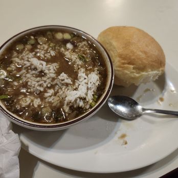 Who Dat's Cajun Restaurant - Chicken/sausage gumbo and fresh roll. I added the rice. - Cajun/Creole Near Me - Bald Knob, Arkansas Who Dat's Cajun Restaurant - Chicken/sausage gumbo and fresh roll. I added the rice. - Cajun/Creole Near Me - Bald Knob, Arkansas
