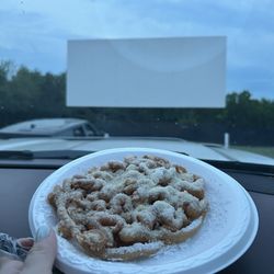 Enjoying a funnel cake!