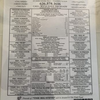 Pasadena Sandwich Company - Paper menu 3/28/23 - Sandwiches Near Me - Pasadena, California Pasadena Sandwich Company - Paper menu 3/28/23 - Sandwiches Near Me - Pasadena, California