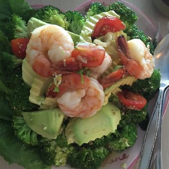 Tina's Garden Cafe - Broccoli and avocado AND jumbo shrimp salad - Thai Near Me - Hilo, Hawaii Tina's Garden Cafe - Broccoli and avocado AND jumbo shrimp salad - Thai Near Me - Hilo, Hawaii