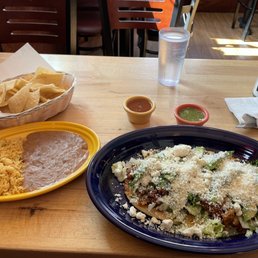 Huaraches with rice and beans